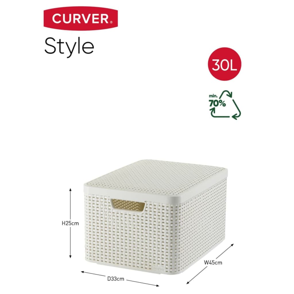 Curver Opbergbox Style met deksel L 30 L crèmewit - AllerleiShop