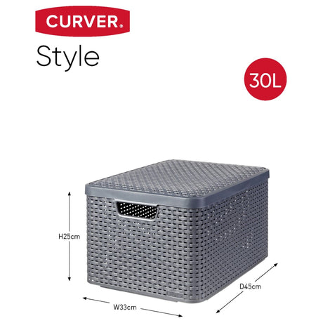 Curver Opbergboxen met deksel 3 st Style L antraciet - AllerleiShop