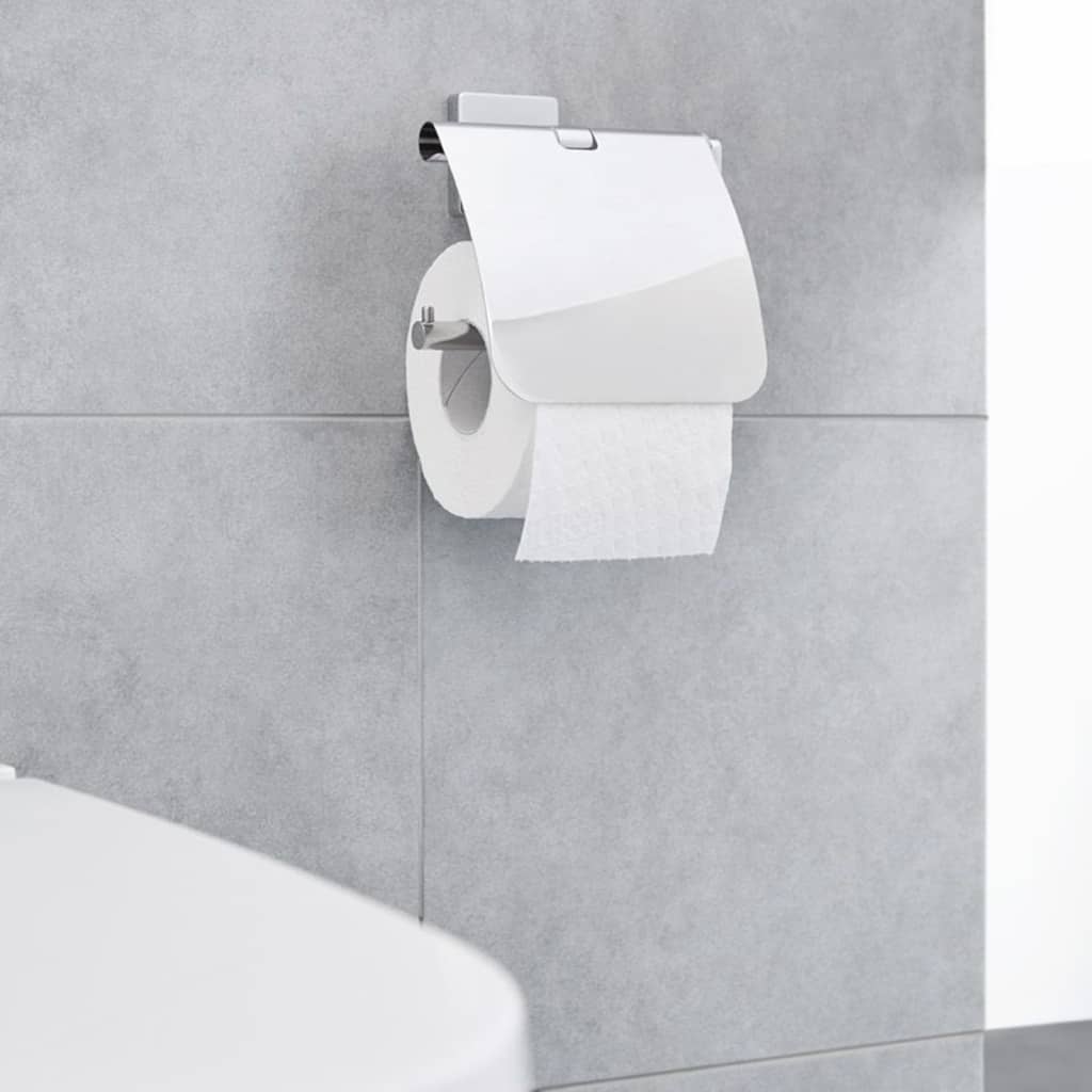 Kleine Wolke Toiletrolhouder met deksel Luno zilverkleurig - AllerleiShop