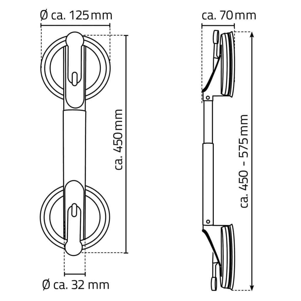 RIDDER Handgreep met zuignappen telescopisch 100 kg 12,5 cm A0150301 - AllerleiShop