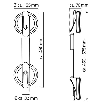 RIDDER Handgreep met zuignappen telescopisch 100 kg 12,5 cm A0150301 - AllerleiShop