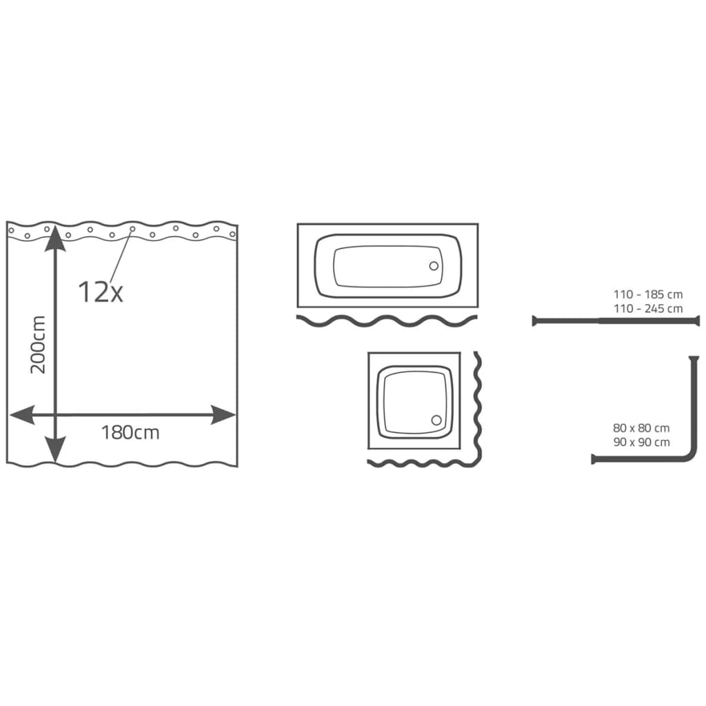 RIDDER Douchegordijn Layer 180x200 cm - AllerleiShop