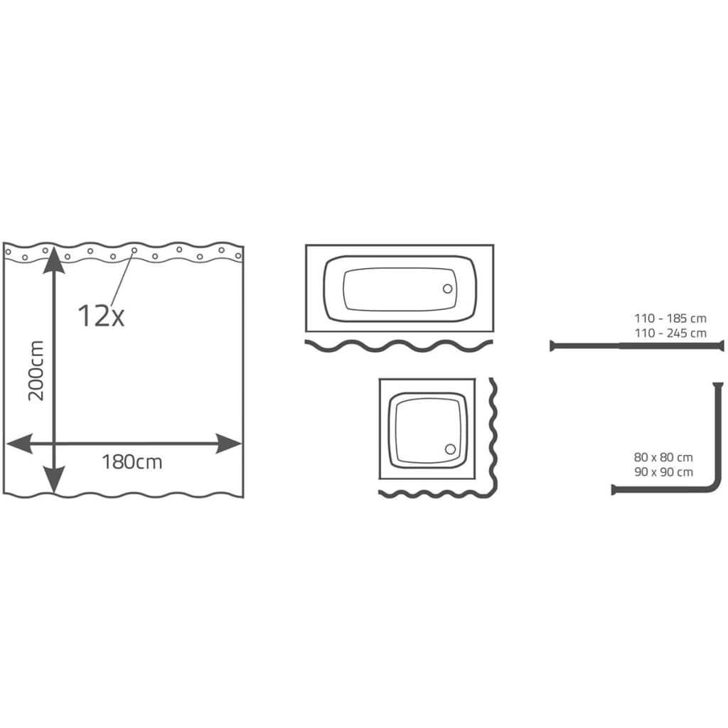 RIDDER Douchegordijn Bambus 180x200 cm - AllerleiShop