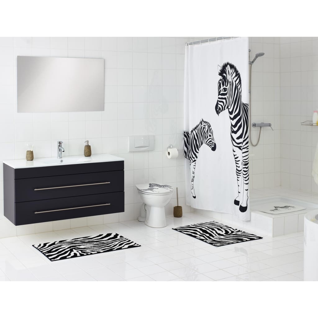 Badmat Zebra 38x72 cm wit en zwart