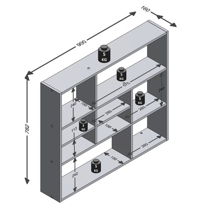 FMD Wandschap met 9 vakken wit - AllerleiShop