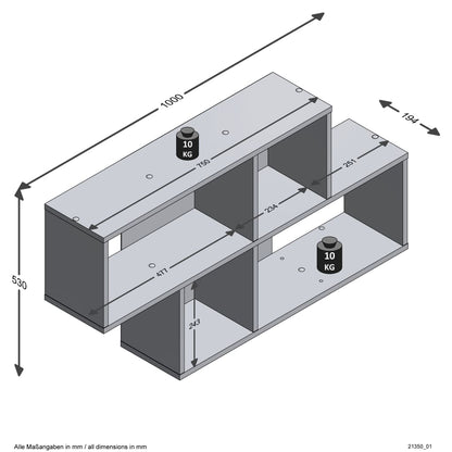 FMD Wandschap met 4 vakken wit - AllerleiShop