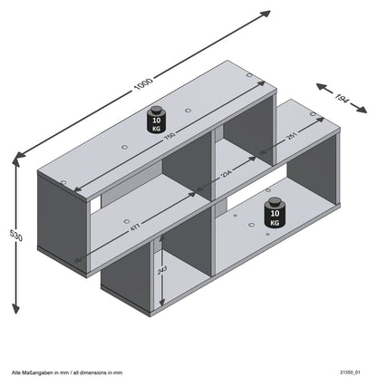 FMD Wandschap met 4 vakken antiek-eikenkleurig en glanzend wit - AllerleiShop