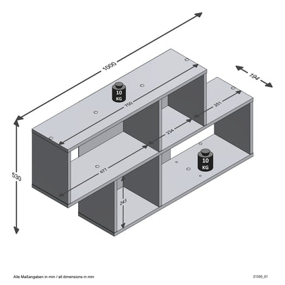 FMD Wandschap met 4 vakken old style donkerkleurig en antraciet - AllerleiShop