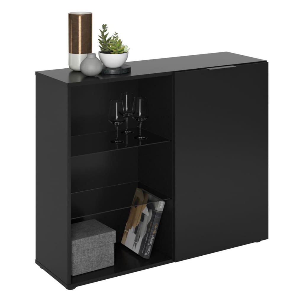 FMD Dressoir met 1 deur en open schappen zwart - AllerleiShop