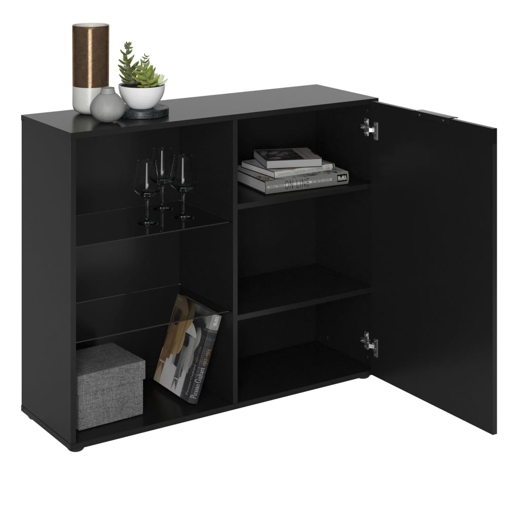 FMD Dressoir met 1 deur en open schappen zwart - AllerleiShop