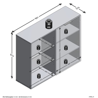 FMD Dressoir met 1 deur en open schappen zwart - AllerleiShop