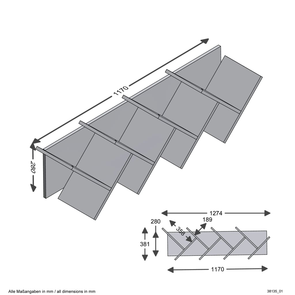 FMD Boekenplank zwevend geometrisch eikenkleurig en zwart - AllerleiShop