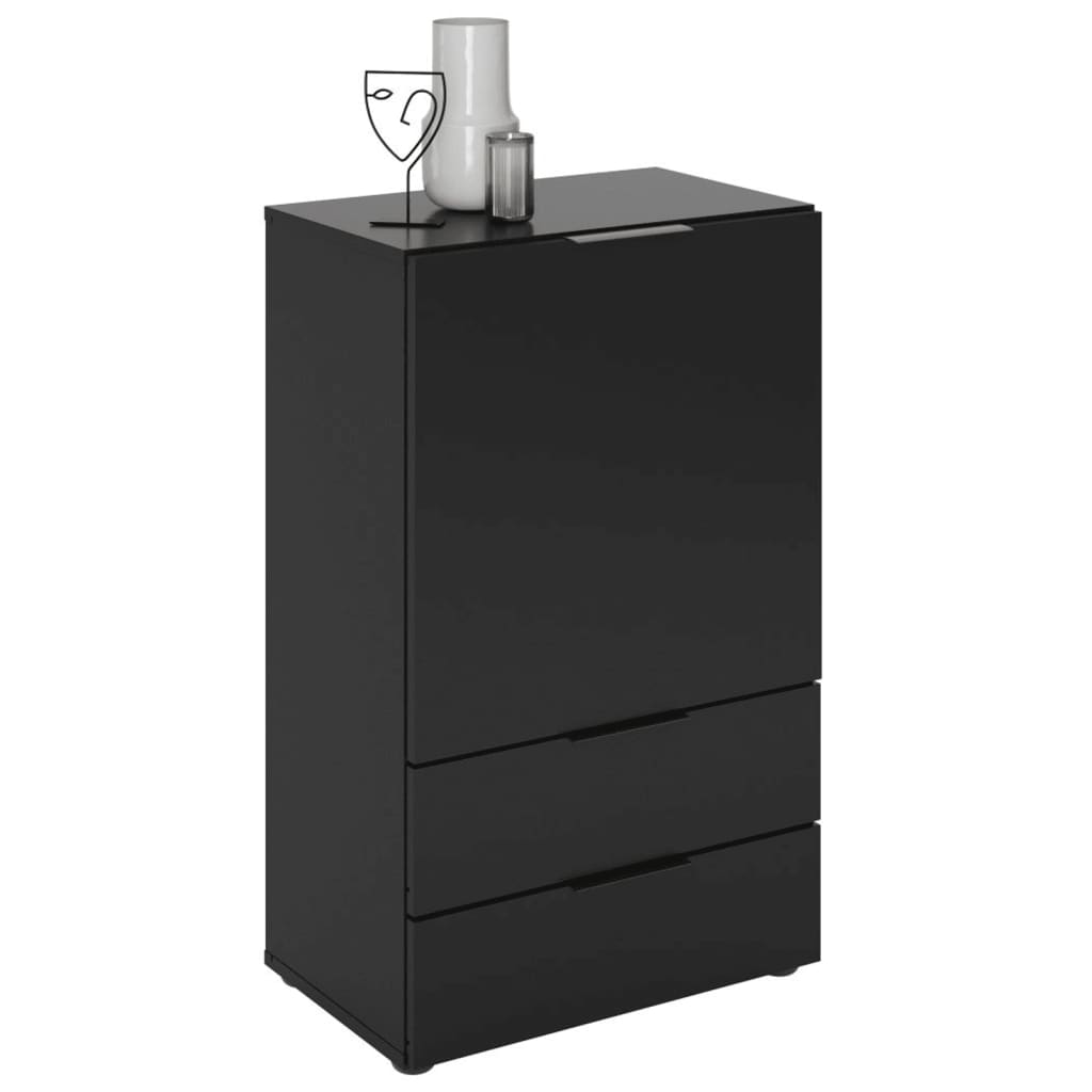 FMD Kast met lade en deuren 49,7x31,7x81,3 cm zwart - AllerleiShop