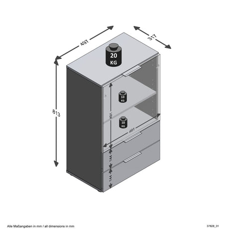 FMD Kast met lade en deuren 49,7x31,7x81,3 cm zwart - AllerleiShop