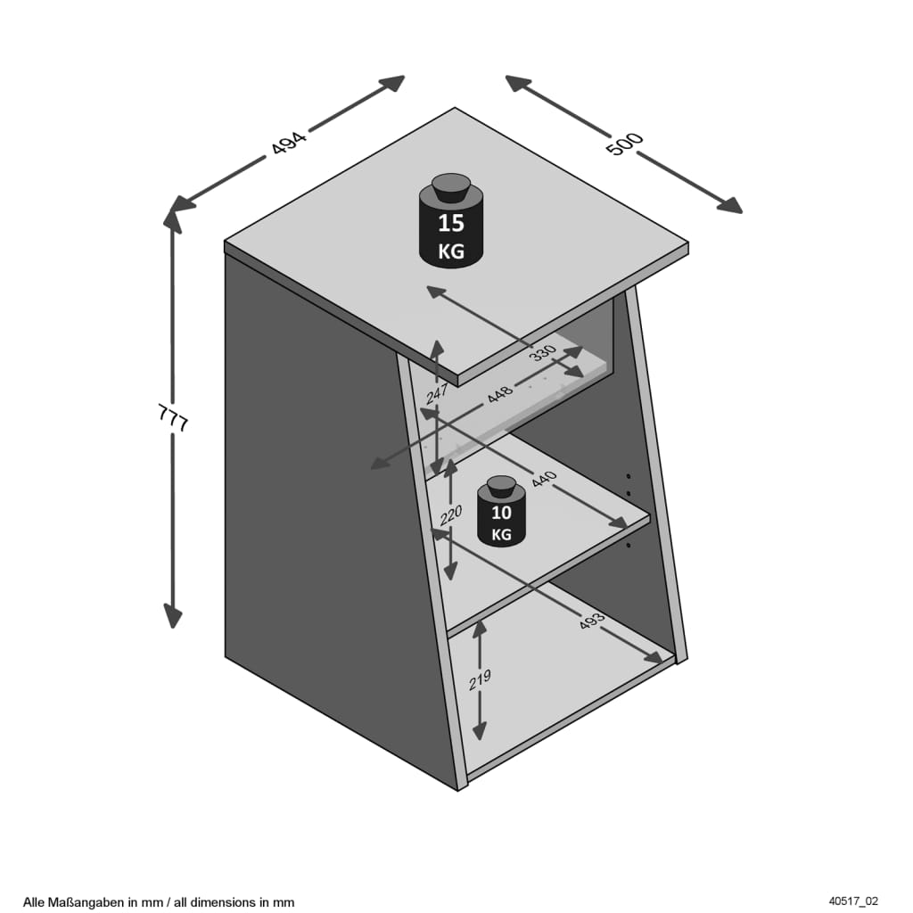 FMD Bijzetkast voor gaming met 2 open vakken 49,4x50x77,7 cm antraciet - AllerleiShop