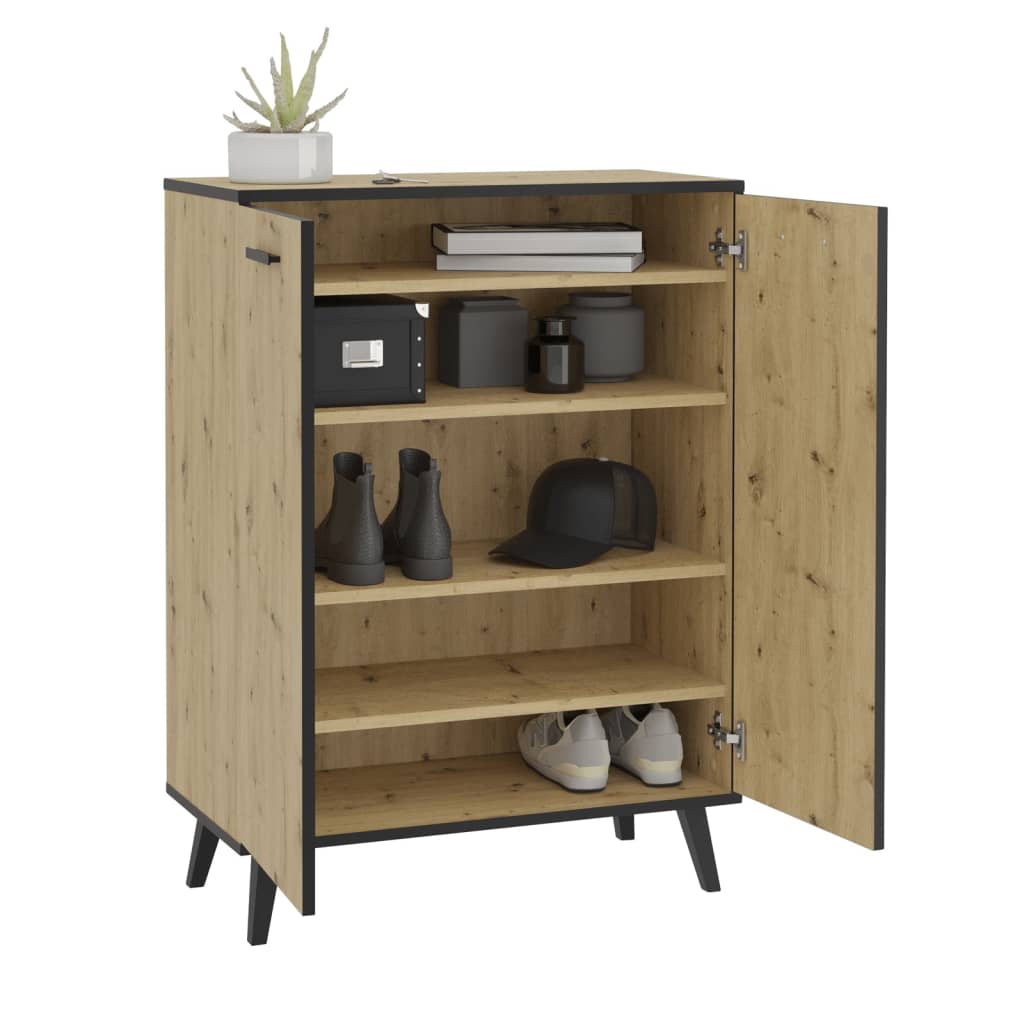 FMD Schoenenkast met 5 vakken 68,5x33x93,5 cm artisan eiken - AllerleiShop