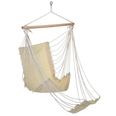 HI Hangstoel met voetensteun katoen canvas beige - AllerleiShop