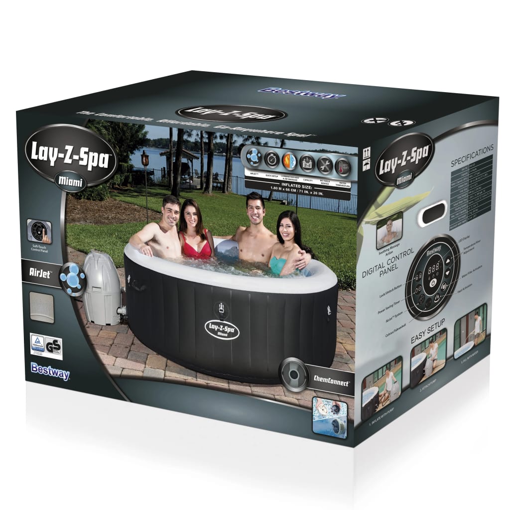 Bestway Bubbelbad Lay-Z-Spa opblaasbaar Miami Air Jet - AllerleiShop