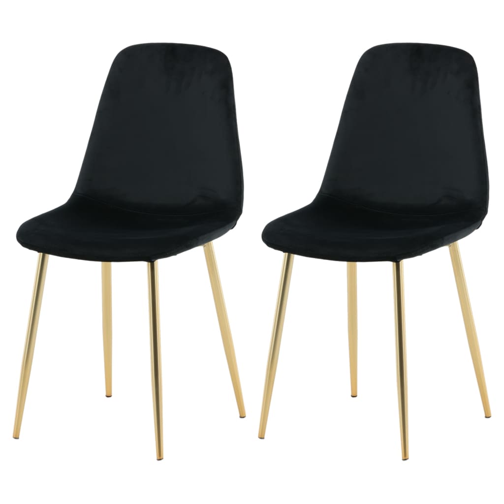 Venture Home Eetkamerstoelen 2 st Polar fluweel zwart en messing - AllerleiShop