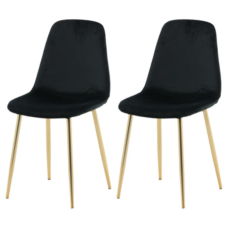 Venture Home Eetkamerstoelen 2 st Polar fluweel zwart en messing - AllerleiShop