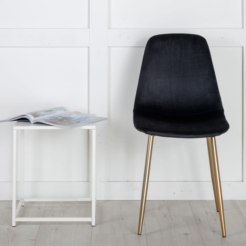 Venture Home Eetkamerstoelen 2 st Polar fluweel zwart en messing - AllerleiShop