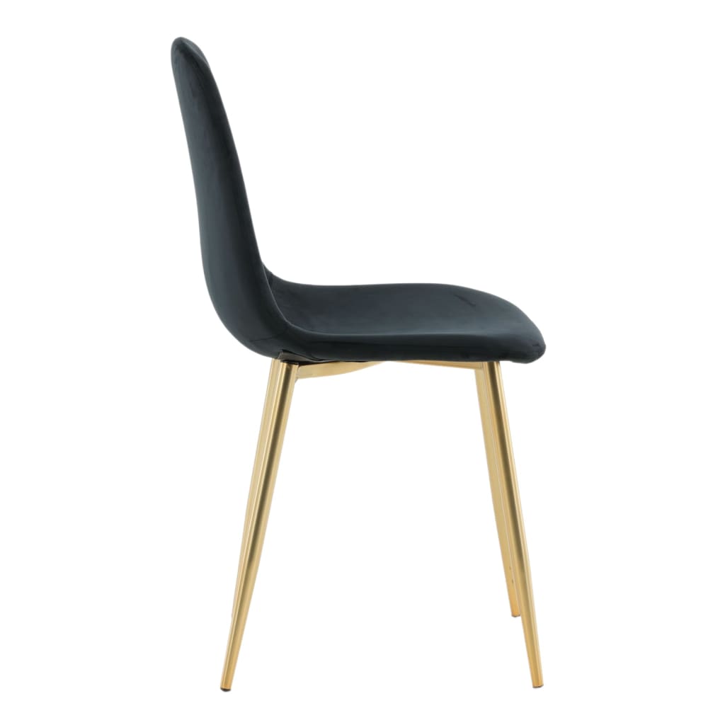 Venture Home Eetkamerstoelen 2 st Polar fluweel zwart en messing - AllerleiShop