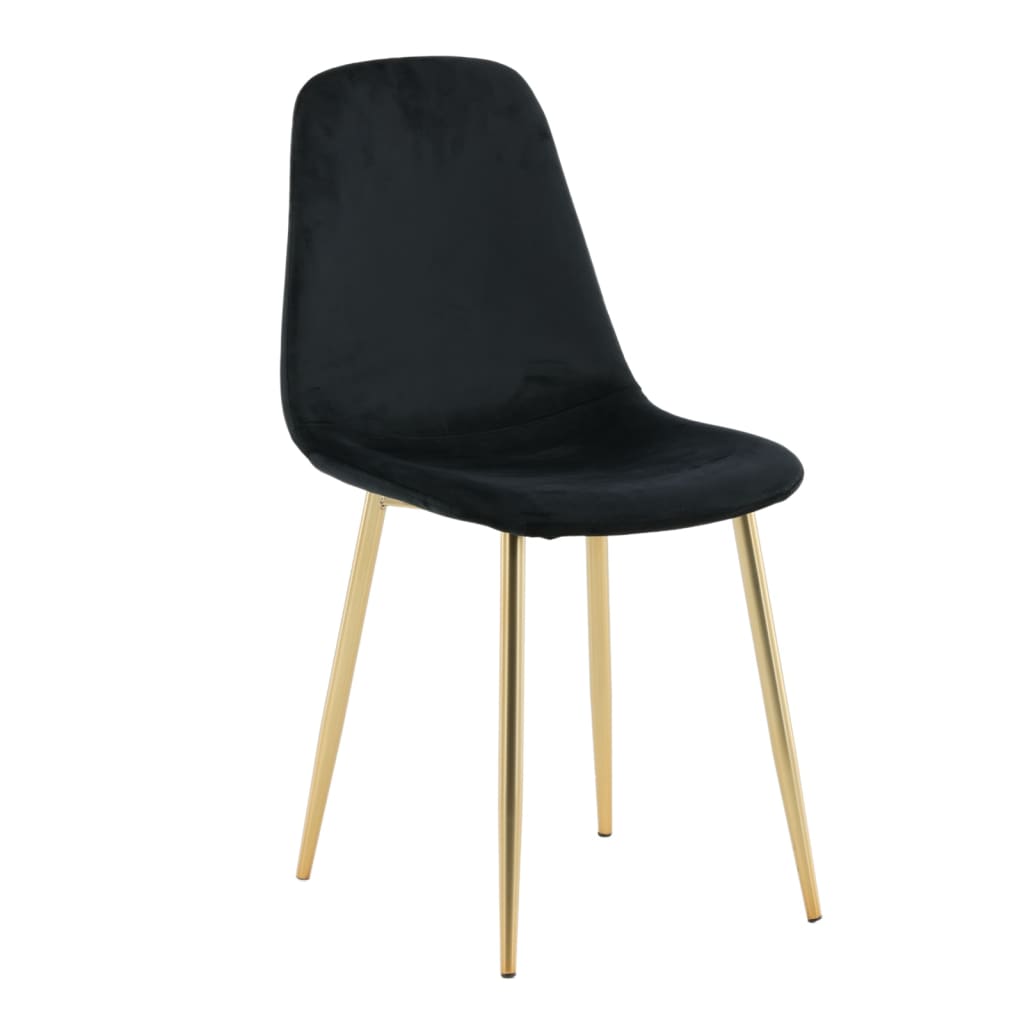 Venture Home Eetkamerstoelen 2 st Polar fluweel zwart en messing - AllerleiShop