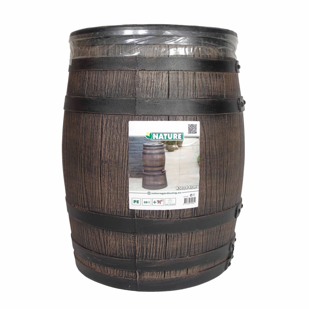 Nature Regenton met hout-look 50 L 38x49,5 cm bruin - AllerleiShop