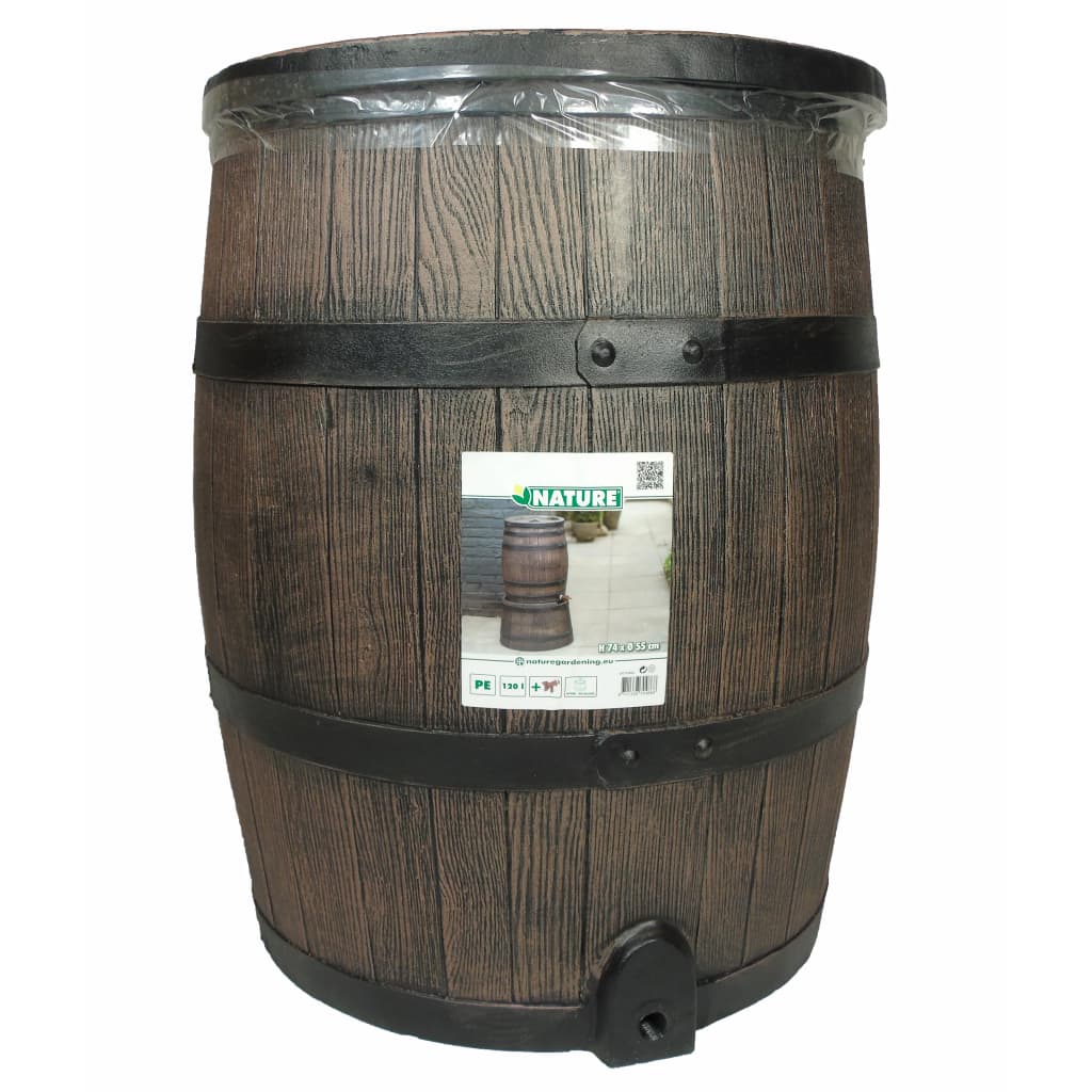 Nature Regenton met hout-look 120 L 50,5x66 cm bruin - AllerleiShop