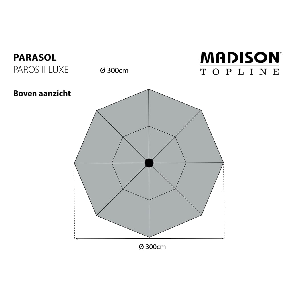 Madison Parasol Paros II Luxe 300 cm grijs - AllerleiShop