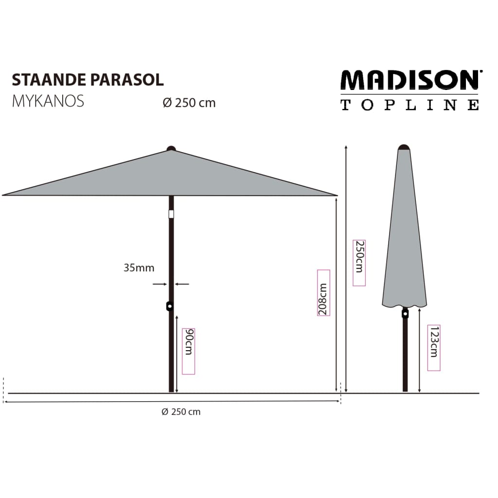 Madison Parasol Mykanos 250 cm ecru - AllerleiShop