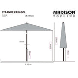 Madison Parasol Elba 300 cm taupe - AllerleiShop