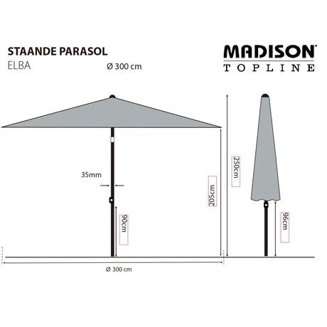 Madison Parasol Elba 300 cm groen - AllerleiShop