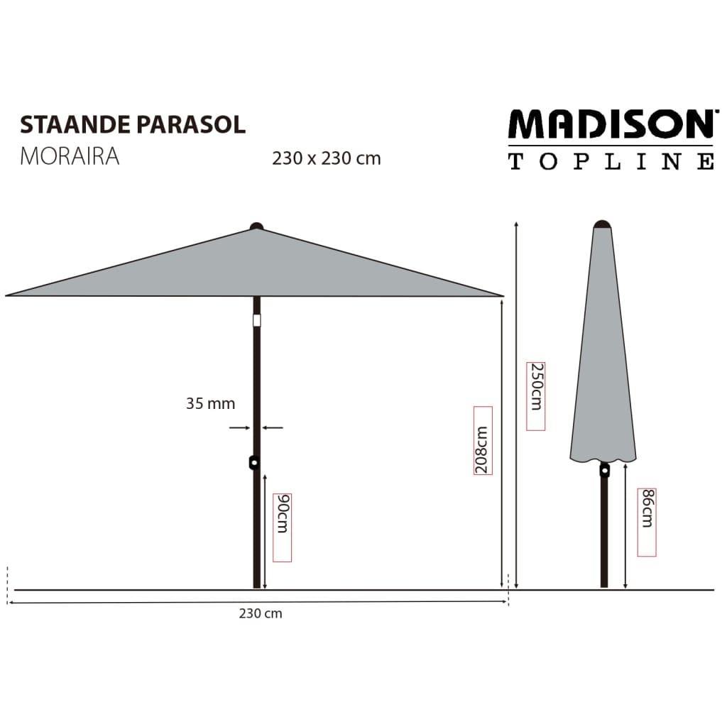 Madison Parasol Moraira 230x230 cm taupe - AllerleiShop