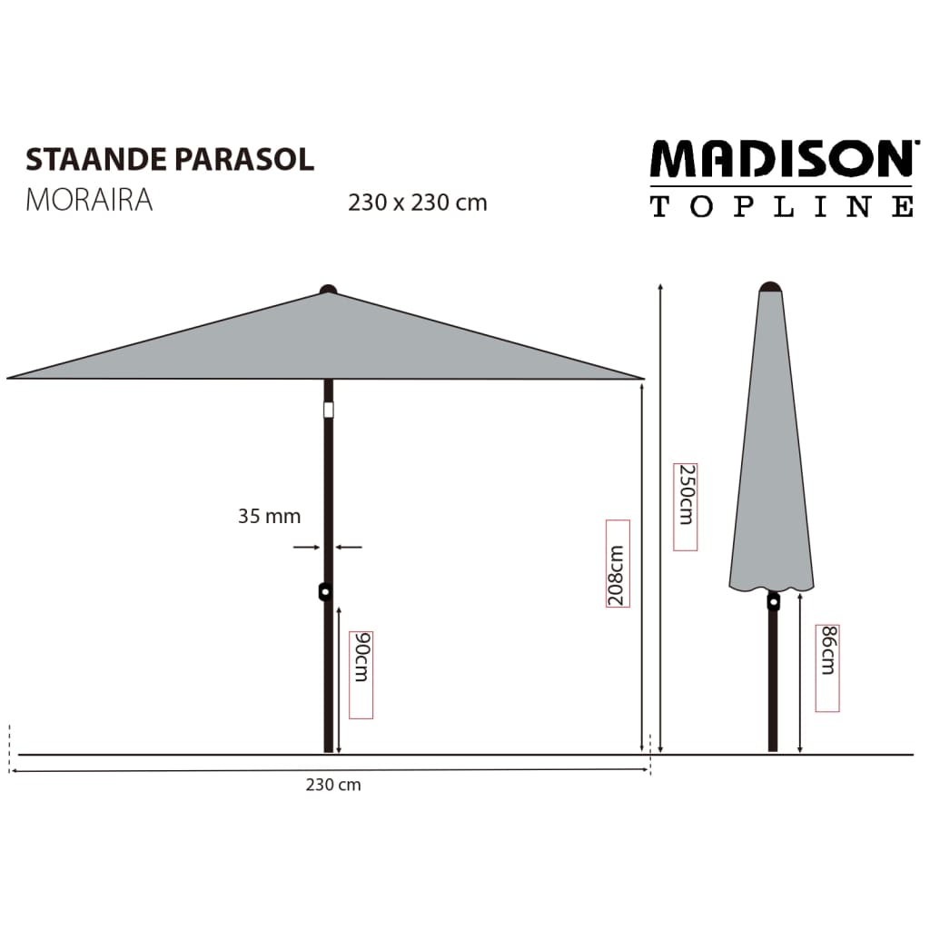 Madison Parasol Moraira 230x230 cm groen - AllerleiShop