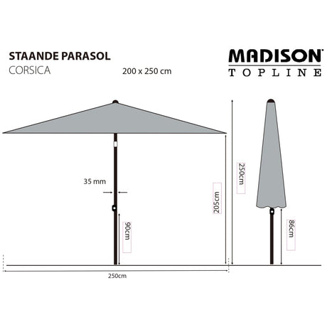 Madison Parasol Corsica 200x250 cm taupe - AllerleiShop