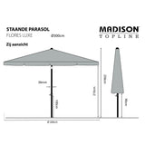 Madison Parasol Flores Luxe rond 300 cm lichtgrijs - AllerleiShop