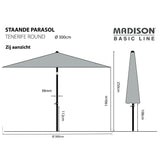 Madison Parasol Tenerife rond 300 cm ecru - AllerleiShop