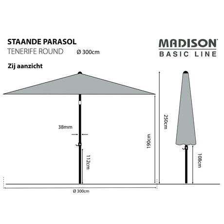 Madison Parasol Tenerife rond 300 cm ecru - AllerleiShop