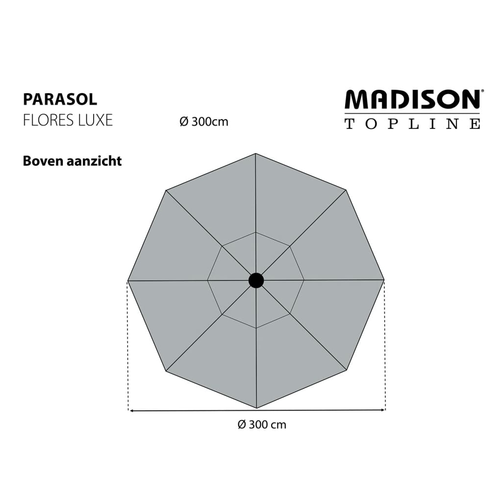 Parasol Flores Luxe rond 300 cm grijs