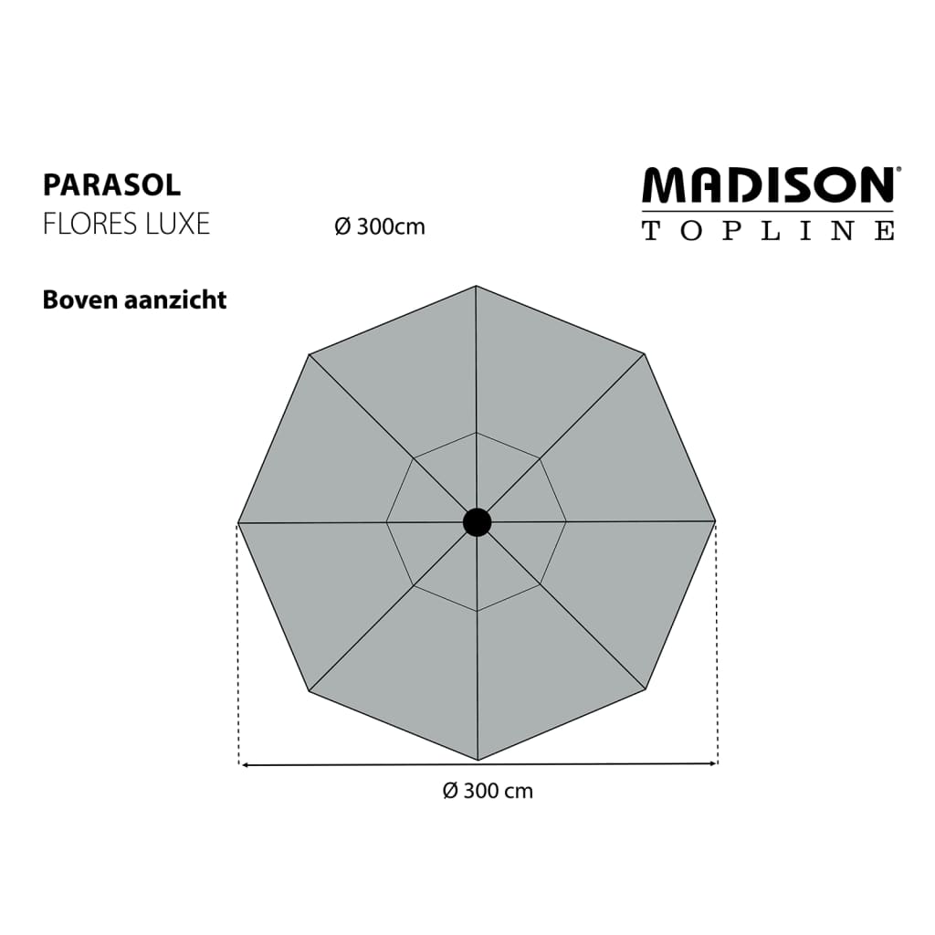 Madison Parasol Flores Luxe rond 300 cm taupe - AllerleiShop