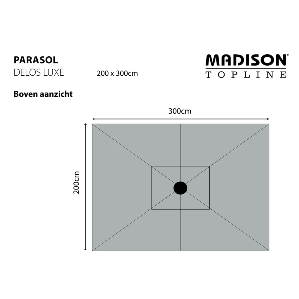 Madison Parasol Delos Luxe 300x200 cm PAC5P014 grijs - AllerleiShop