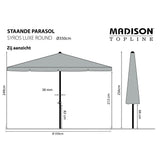 Madison Parasol Syros Luxe rond 350 cm grijs - AllerleiShop