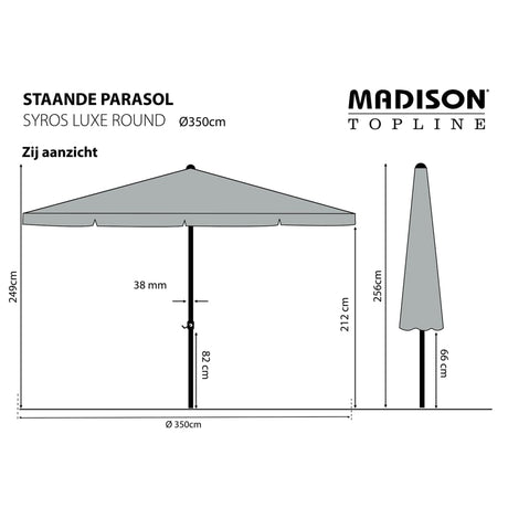 Madison Parasol Syros Luxe rond 350 cm taupe - AllerleiShop