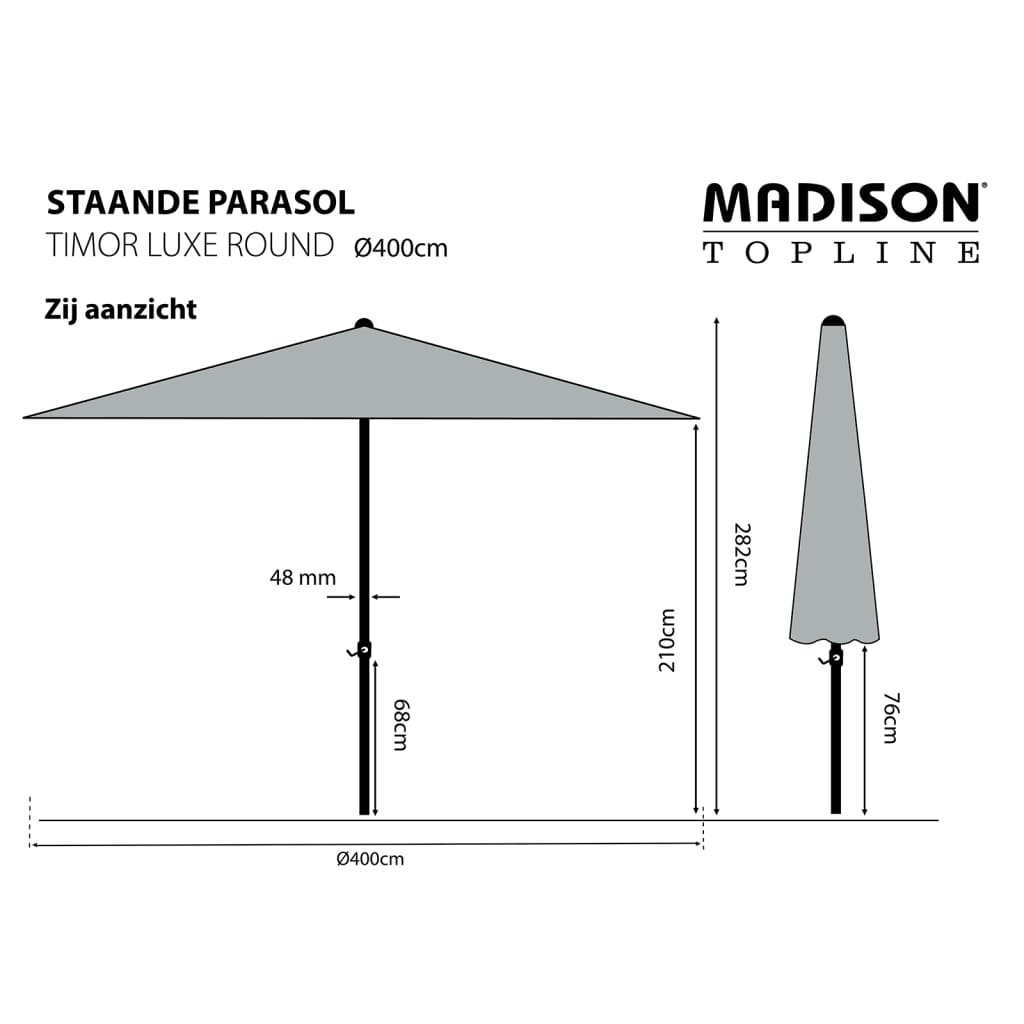 Madison Parasol Timor Luxe 400 cm PAC8P015 taupe - AllerleiShop