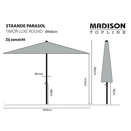 Madison Parasol Timor Luxe 400 cm PAC8P015 taupe - AllerleiShop