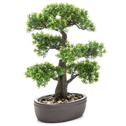 Emerald Kunstplant in bruine pot Ficus minibonsai 43 cm - AllerleiShop