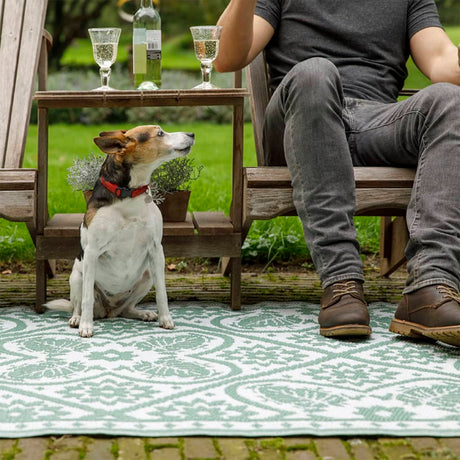 Esschert Design Buitenkleed 182x122 cm groen en wit - AllerleiShop