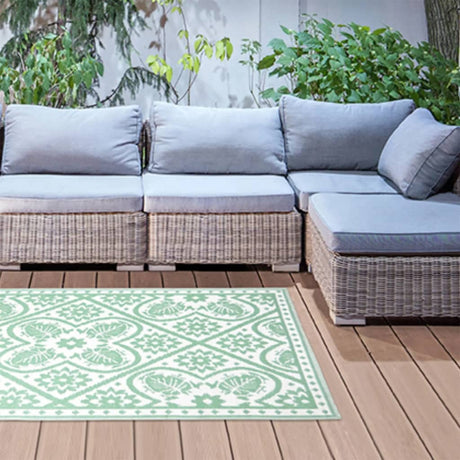 Esschert Design Buitenkleed 182x122 cm groen en wit - AllerleiShop