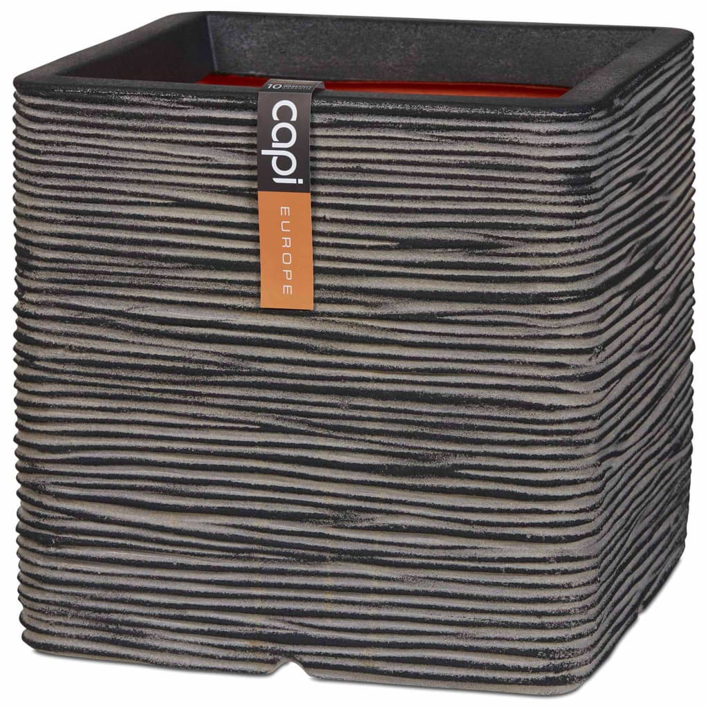 Capi Plantenbak Nature Rib vierkant 40x40 cm antraciet KOFZ903 - AllerleiShop